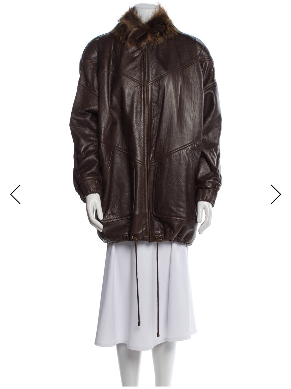 Vakko Dark Brown Leather Jacket with Fur Collar